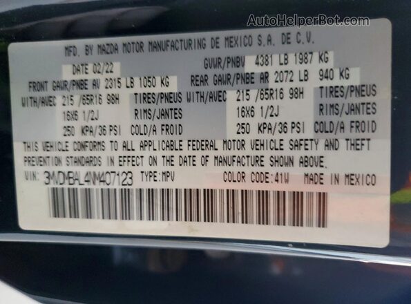 3MVDMBAL4NM407123 2022 MAZDA CX-30 Black Engine compartment view