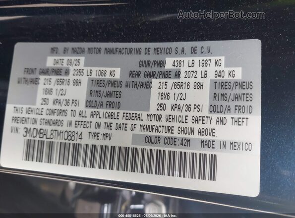 3MVDMBAL8TM108814 2026 MAZDA CX-30 Dark Blue Вид подкапотного пространства