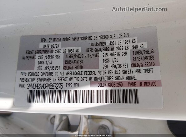 3MVDMBAM0PM587275 2023 MAZDA CX-30 Белый Вид подкапотного пространства