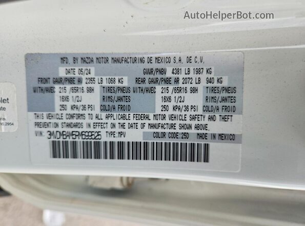 3MVDMBAM5RM699525 2024 MAZDA CX-30 Белый Вид наклейки с VIN-кодом