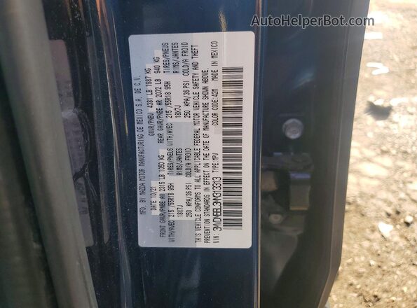 3MVDMBBL3MM313313 2021 MAZDA CX-30 Blue VIN կոդի պիտակի տեսք