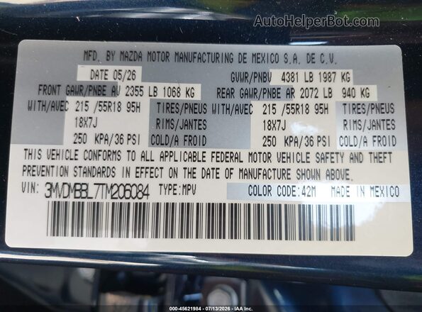 3MVDMBBL7TM206084 2026 MAZDA CX-30 Dark Blue Вид подкапотного пространства