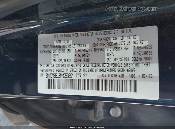 3MVDMBBL8MM253691 2021 MAZDA CX-30 Blue Widok komory silnika