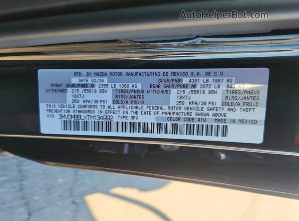 3MVDMBBLXTM134992 2026 MAZDA CX-30 Черный Вид наклейки с VIN-кодом
