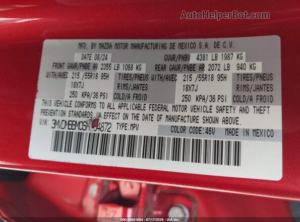3MVDMBBM0SM754872 2025 MAZDA CX-30 Red Engine compartment view