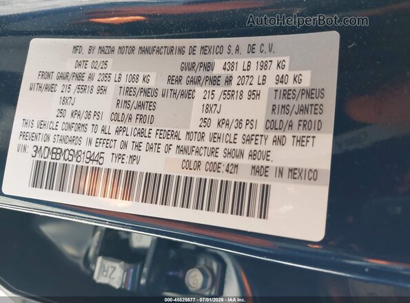 3MVDMBBM0SM819445 2025 MAZDA CX-30 Dark Blue Շարժիչի բաժամունքի տեսք