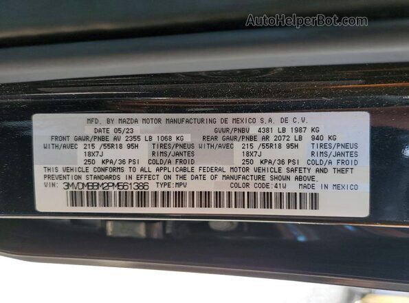 3MVDMBBM2PM561386 2023 MAZDA CX-30 Black სალონის 360-გრადუსიანი ხედი
