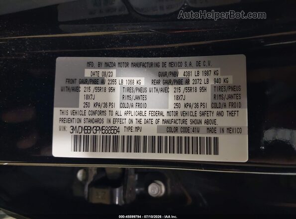 3MVDMBBM3PM588564 2023 MAZDA CX-30 Black Вид підкапотного простору
