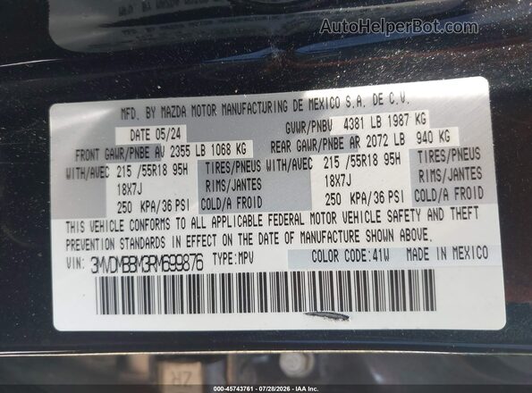 3MVDMBBM3RM699876 2024 MAZDA CX-30 Black ძრავის განყოფილების ხედი