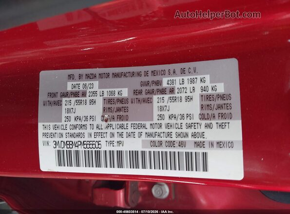 3MVDMBBM4PM565505 2023 MAZDA CX-30 Red ძრავის განყოფილების ხედი
