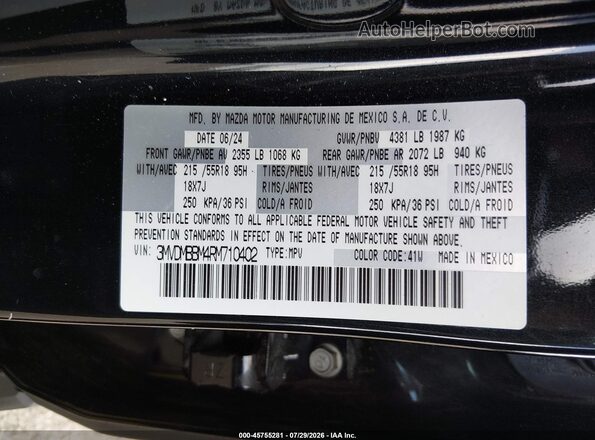 3MVDMBBM4RM710402 2024 MAZDA CX-30 Black Вид підкапотного простору