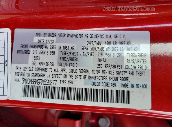 3MVDMBBM9RM636877 2024 MAZDA CX-30 Red 360 interior view