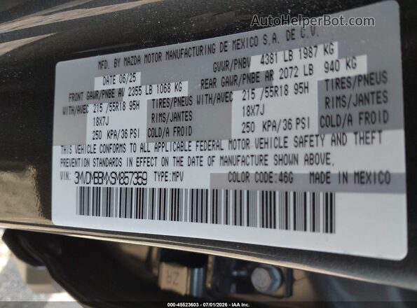 3MVDMBBMXSM857359 2025 MAZDA CX-30 Black Շարժիչի բաժամունքի տեսք