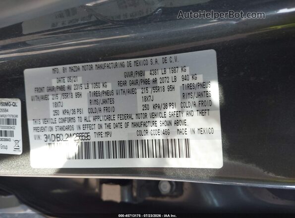 3MVDMBCL2MM266595 2021 MAZDA CX-30 Gray ძრავის განყოფილების ხედი