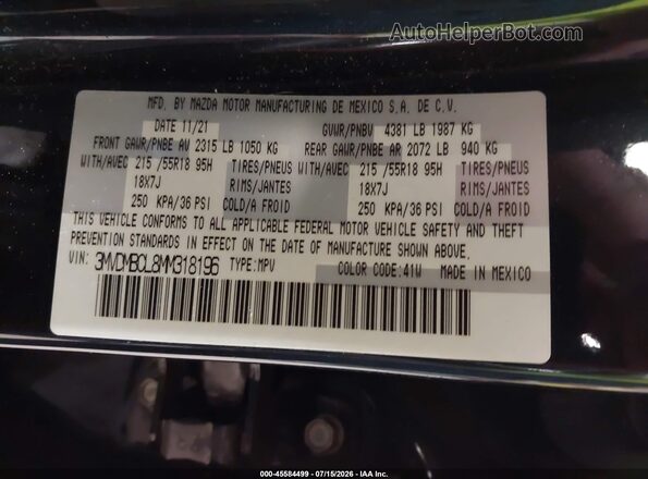 3MVDMBCL8MM318196 2021 MAZDA CX-30 Черный Вид подкапотного пространства