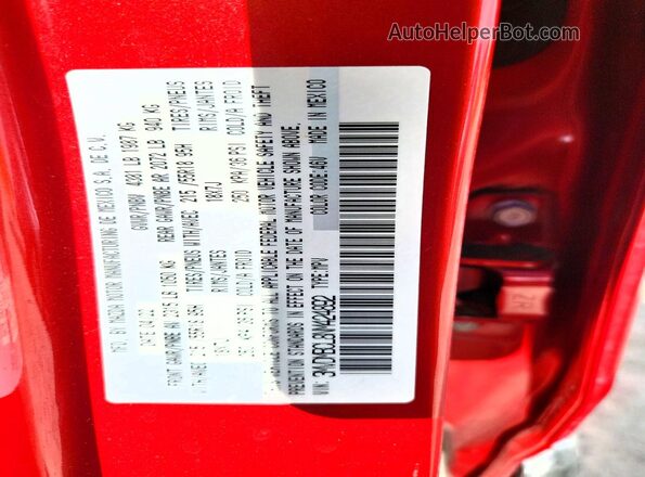 3MVDMBCL8NM424892 2022 MAZDA CX-30 Красный Вид наклейки с VIN-кодом