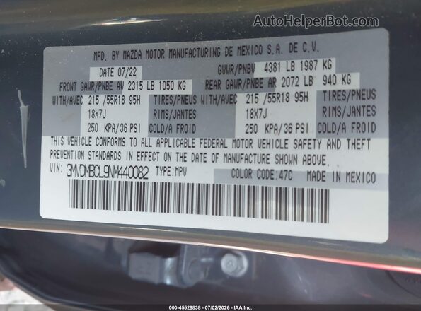 3MVDMBCL9NM440082 2022 MAZDA CX-30 Gray Շարժիչի բաժամունքի տեսք