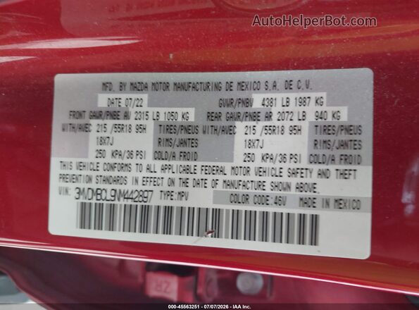 3MVDMBCL9NM442897 2022 MAZDA CX-30 Red Engine compartment view