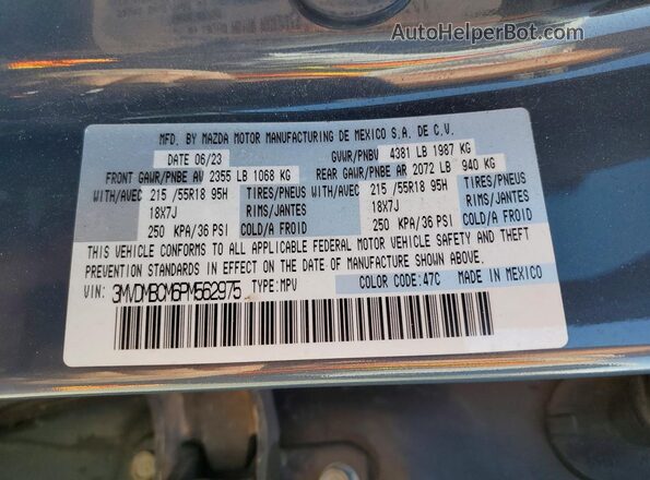 3MVDMBCM6PM562975 2023 MAZDA CX-30 Charcoal Սալոնի 360 աստիճան տեսք