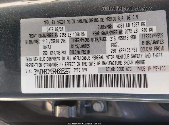 3MVDMBCM6RM665297 2024 MAZDA CX-30 Gray Engine compartment view