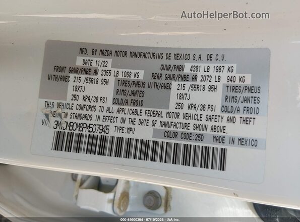 3MVDMBCM8PM507945 2023 MAZDA CX-30 White Вид підкапотного простору