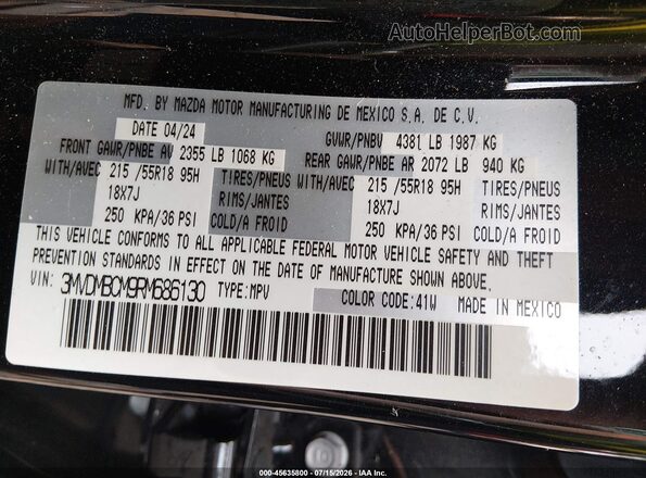 3MVDMBCM9RM686130 2024 MAZDA CX-30 Black Շարժիչի բաժամունքի տեսք
