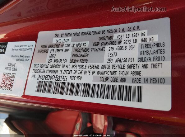 3MVDMBCMXPM520793 2023 MAZDA CX-30 Red Widok komory silnika