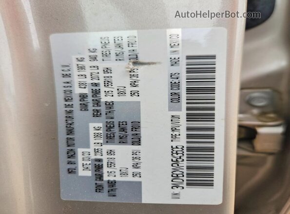 3MVDMBCMXPM543605 2023 MAZDA CX-30 Beige Вид наклейки з VIN-кодом