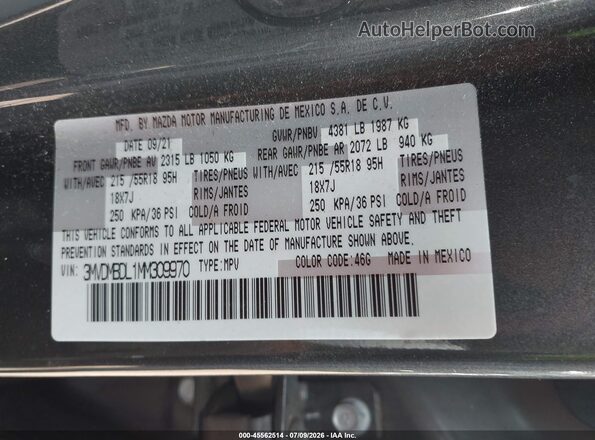 3MVDMBDL1MM309970 2021 MAZDA CX-30 Gray Vista del compartimento del motor