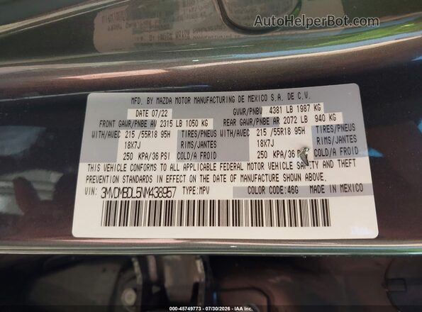 3MVDMBDL5NM438957 2022 MAZDA CX-30 Gray Вид підкапотного простору