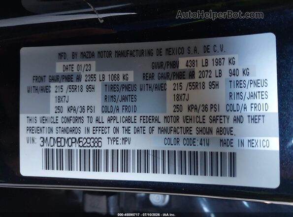 3MVDMBDM0PM529386 2023 MAZDA CX-30 Black ძრავის განყოფილების ხედი