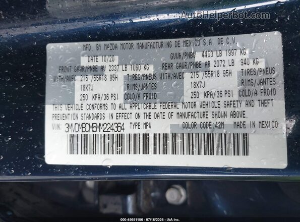3MVDMBDM5MM224364 2021 MAZDA CX-30 Dark Blue ძრავის განყოფილების ხედი
