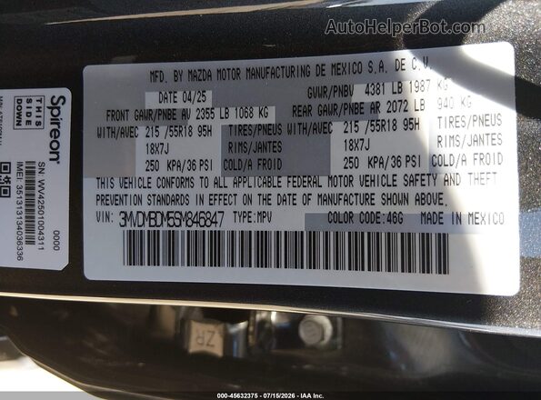 3MVDMBDM5SM846847 2025 MAZDA CX-30 Серый Вид подкапотного пространства