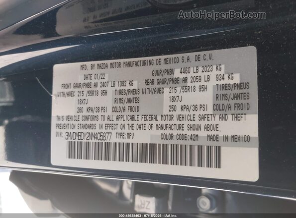 3MVDMBDY2NM405877 2022 MAZDA CX-30 Синий Вид подкапотного пространства