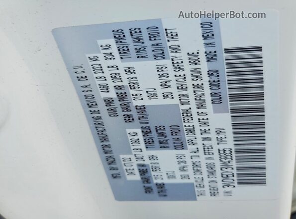 3MVDMBDY3NM438855 2022 MAZDA CX-30 White VIN sticker view