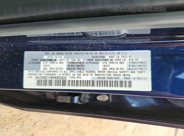3MVDMBDY6RM668928 2024 MAZDA CX-30 Blue VIN sticker view