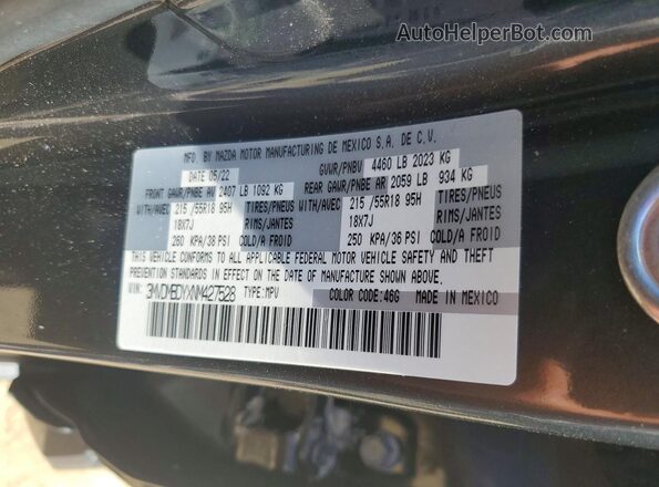 3MVDMBDYXNM427528 2022 MAZDA CX-30 Charcoal VIN կոդի պիտակի տեսք