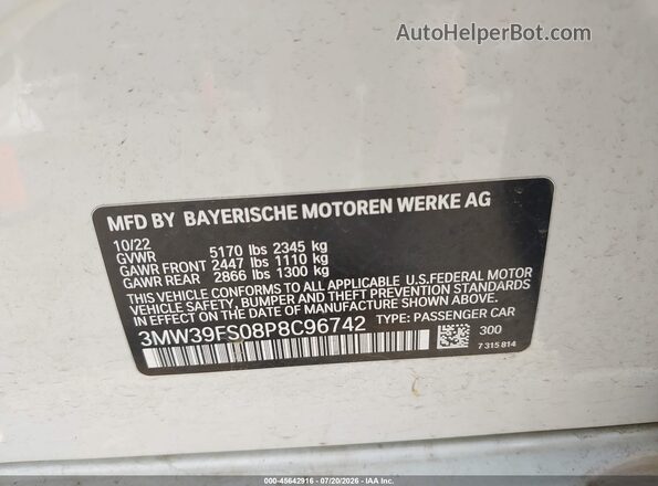 3MW39FS08P8C96742 2023 BMW 3 SERIES Белый Вид подкапотного пространства