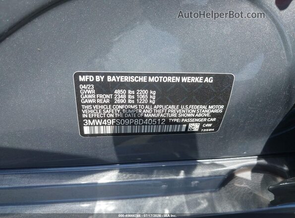 3MW49FS09P8D40512 2023 BMW M3 Gray Շարժիչի բաժամունքի տեսք