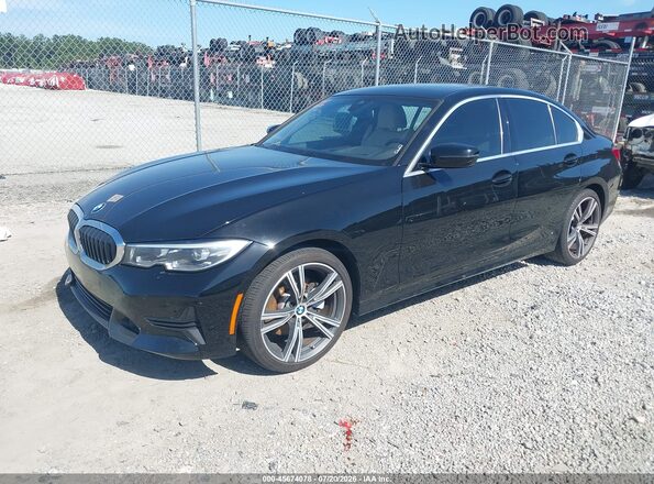 3MW5R1J00M8B47332 2021 BMW 3 SERIES Black Առջևի ձախ երեք քառորդ տեսարան