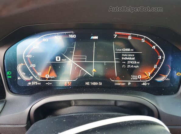 3MW5R1J02N8C46445 2022 BMW 3 SERIES Gray Widok zestawu wskaźników