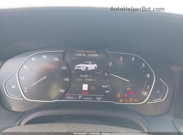 3MW5R1J04M8B81225 2021 BMW 3 SERIES White Вид задніх сидінь