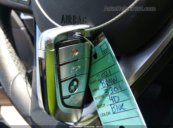 3MW5R1J06M8B49649 2021 BMW 3 SERIES Blue Widok deski rozdzielczej