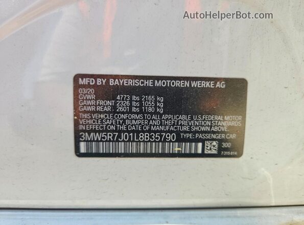 3MW5R7J01L8B35790 2020 BMW 3 SERIES Белый Вид подкапотного пространства