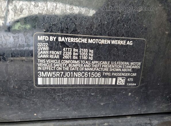 3MW5R7J01N8C61506 2022 BMW 3 SERIES Black Vista del compartimento del motor
