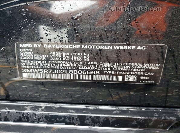 3MW5R7J02L8B06668 2020 BMW 3 SERIES Черный Вид подкапотного пространства