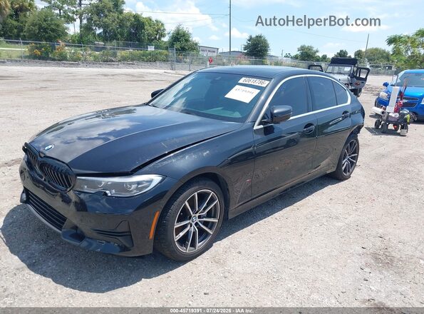 3MW5R7J02M8C21790 2021 BMW 3 SERIES Black Առջևի ձախ երեք քառորդ տեսարան