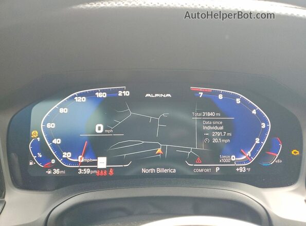 3MW5R7J03M8B74947 2021 BMW 3 SERIES White Սարքավորումների վահանակի տեսք
