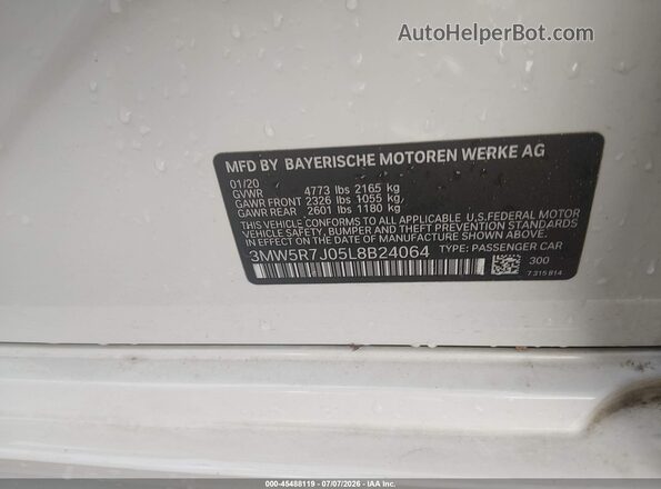 3MW5R7J05L8B24064 2020 BMW 3 SERIES Белый Вид подкапотного пространства
