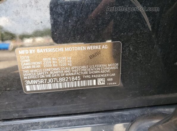 3MW5R7J07L8B21845 2020 BMW 3 SERIES Black Vista del compartimento del motor